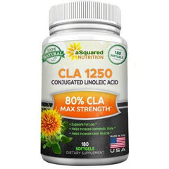 aSquared Nutrition CLA Safflower Oil Supplement (180 Softgel Capsules) - Pure Conjugated Linoleic Acid Weight Loss Diet Pills, Natural CLA 1250mg Plant Derived Seed Complex for Men & Women