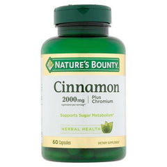 Nature's Bounty Cinnamon 2000mg Plus Chromium, Dietary Supplement Capsules, 60 Ct