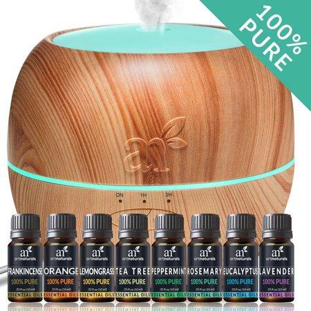 Ultrasonic Oil Diffuser Set + 8 Pure CBD Essential Oils (10mL) Natural Aromatherapy