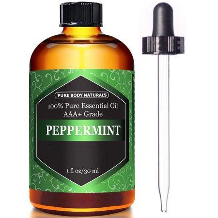 Peppermint Essential Oil, 100% Pure and Undiluted, Therapeutic Grade Aromatherapy Oil for Diffuser, Relaxation, Repel Mice & Mosquitos by Pure Body Naturals, 1 fl. oz.