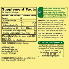 Spring Valley Women's Health Evening Primrose Oil Softgels, 1000 mg, 75 Ct