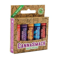 cannasmack natural hemp lip balm - made with premium hemp seed oil - 5 flavors included; mango, tropical, pineapple, berry, & cherry