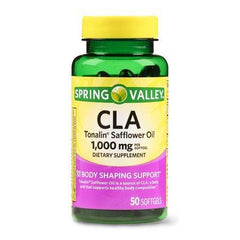 Spring Valley CLA Tonalin Safflower Oil Softgels for Body Shaping, 1000 mg, 50 Ct