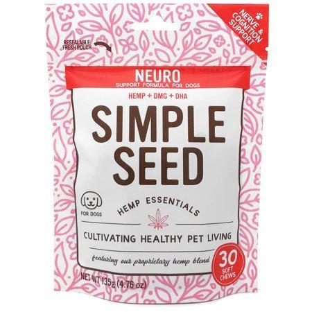 Hemp Neuro Supplement for Dogs for Nerve and Cognitive Support with DMG, DHA, and Hemp Oil by Simple Seed, 30 Soft Chews