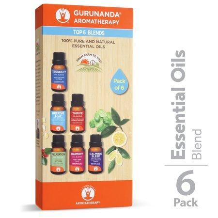 GuruNanda Top 6 Blends Essential Oils, Pack of 6 bottles