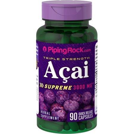 Piping Rock Triple Strength Acai 3000 mg Supreme 90 Quick Release Capsules Herbal Supplement