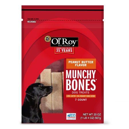 Ol' Roy Munchy Bone Peanut Butter Flavor Chews Dog Treats, 7 count